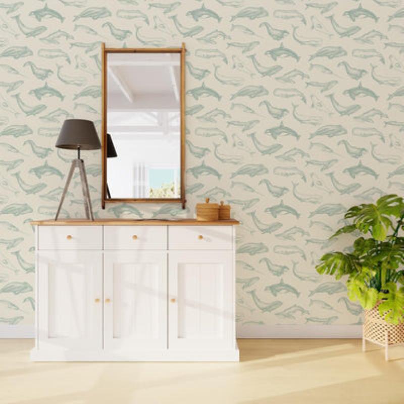 Décoration intérieure élégante avec peinture algue et éléments marins